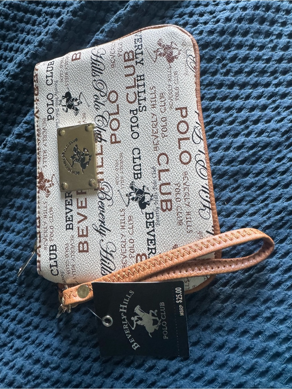 Beverly Hills Polo Club tan wristlet, Nwt